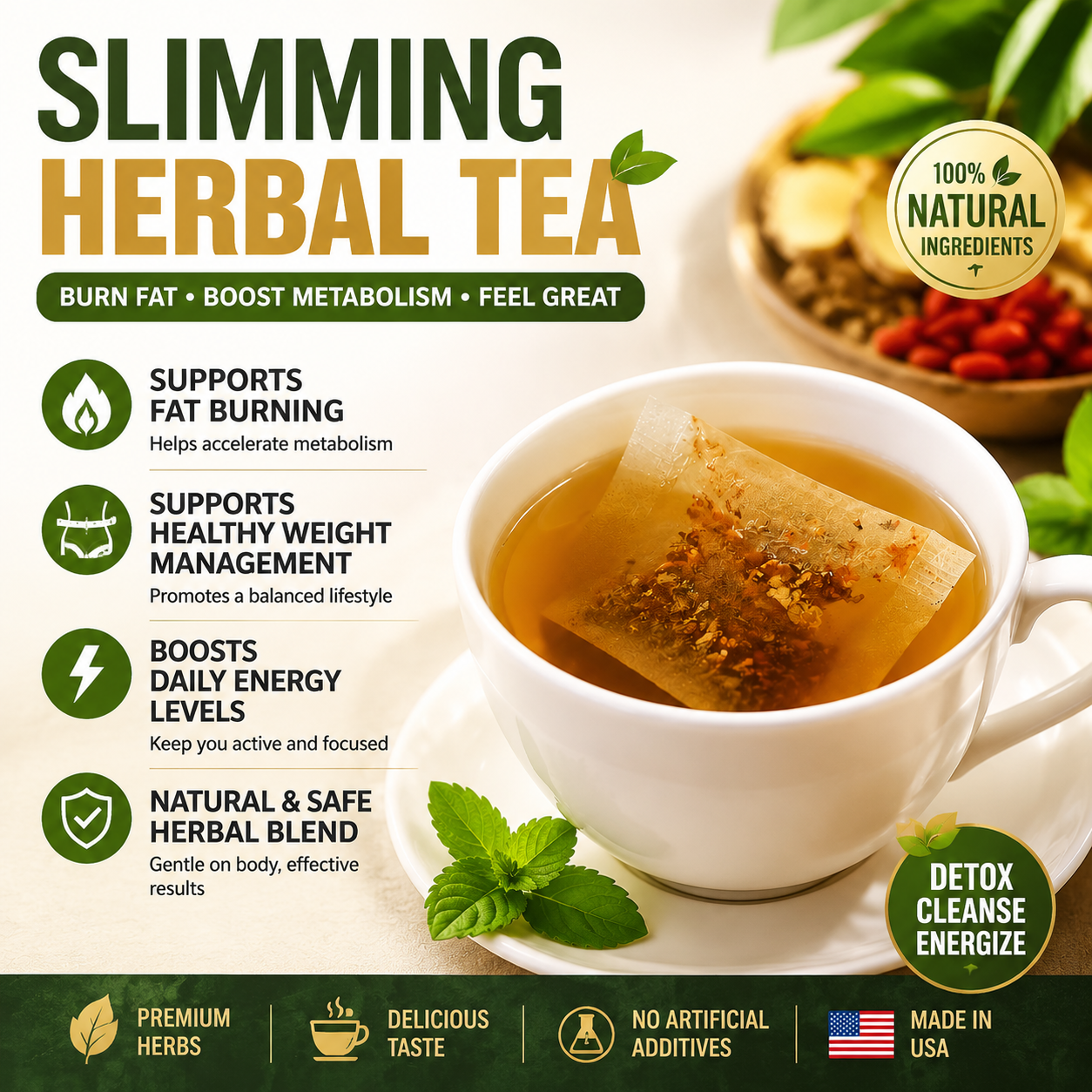 🔥Turmeric Detox Tea 🔥 for Weight Loss 💦 | Metabolism Boost & 🏋️ Belly Fat Support - WZH