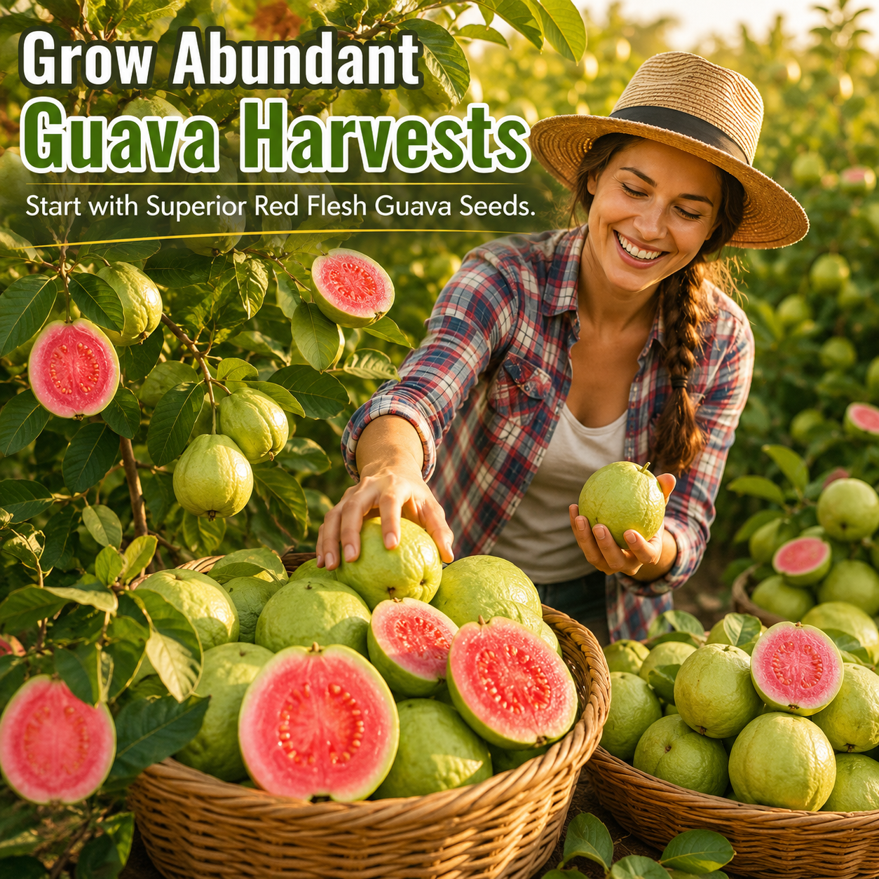 Premium Red Guava Seeds for Home Gardens, Balconies, Patios & Backyard Planting-WZH