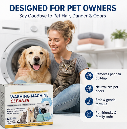 ✨ Washing Machine Cleaner Tablets – Deep Cleaning & Odor Removal for Pet Owners 💡 Removes Pet Hair, Eliminates Odors & Maintains Fresh Machine Hygiene-DG1