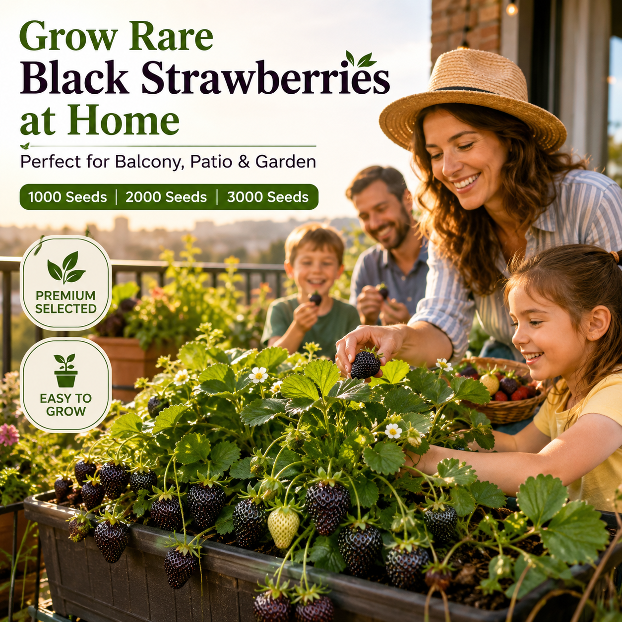 🍓Premium Black Pearl Strawberry Seeds for Indoor Pots, Balcony Planters & Home Gardens-WZH