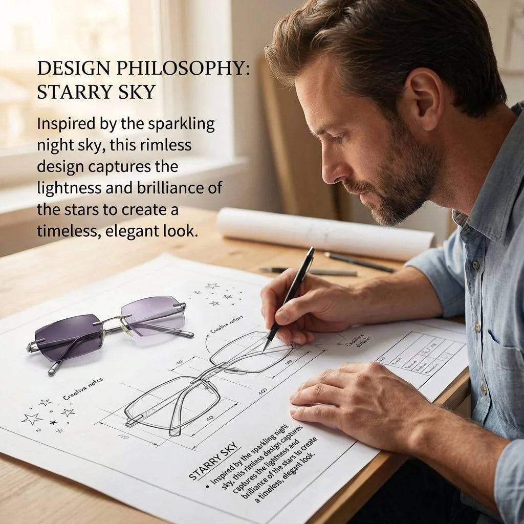✨Frameless Blue Light Blocking Reading Glasses 👓 | Lightweight Rimless Anti-Glare Eyewear for Men & Women 💼 Anti Eye Strain for Work & Gaming-ZYY