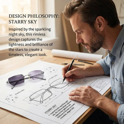 ✨Frameless Blue Light Blocking Reading Glasses 👓 | Lightweight Rimless Anti-Glare Eyewear for Men & Women 💼 Anti Eye Strain for Work & Gaming-ZYY