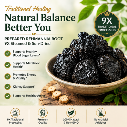 🫒🌋 9X Prepared Rehmannia Root | Blood Sugar Support & Metabolic Balance Herbal Tonic -🥦DG