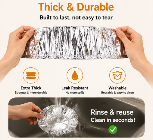 🏆Disposable Aluminum Foil Food Covers – ✨Heat Retaining Reusable Food Protection Covers for Plates, Bowls & Takeout Containers-DG1
