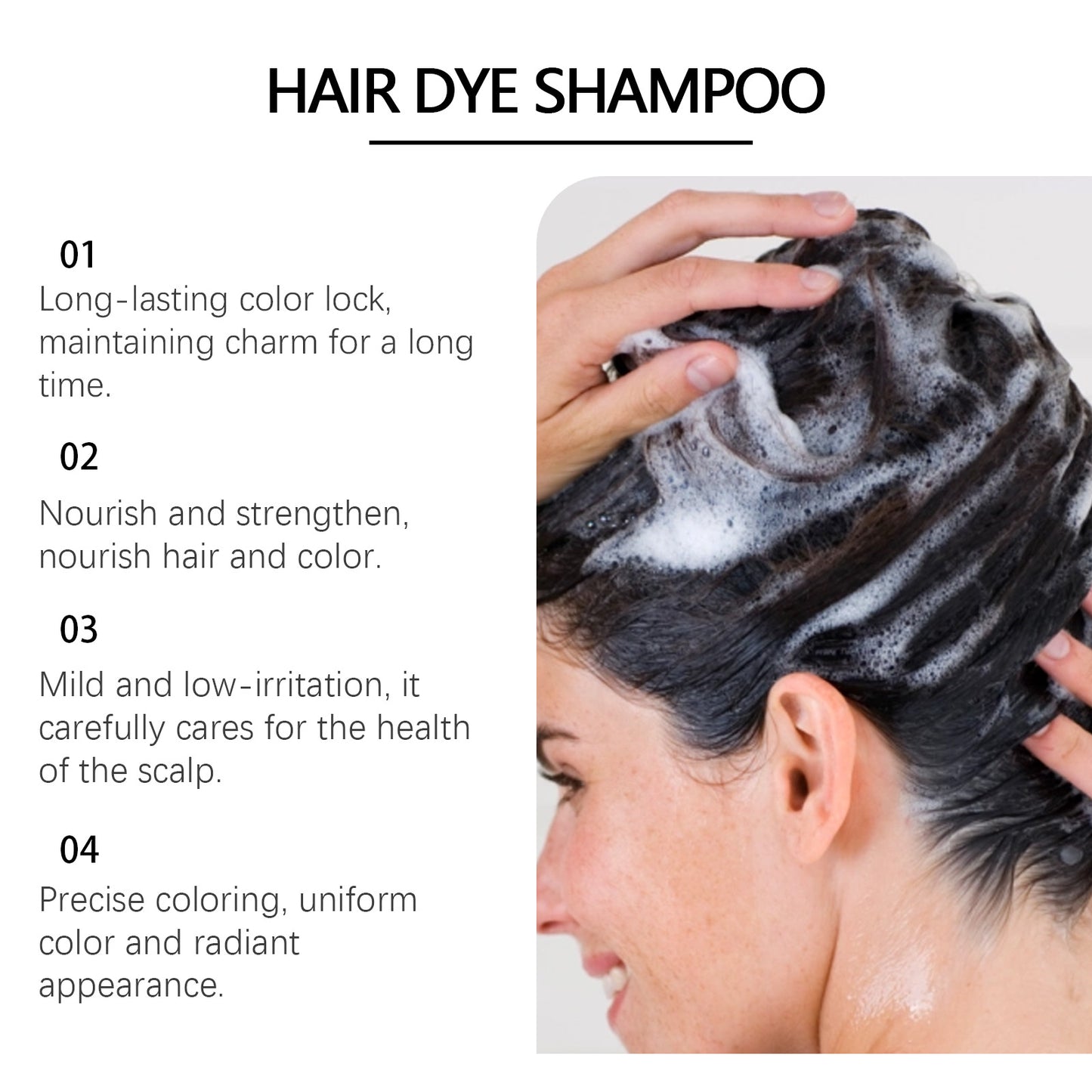 🖤 EELHOE Black Hair Shampoo – 100% Black Hair Look at Home – Gray Coverage & Herbal Hair Care-WZH
