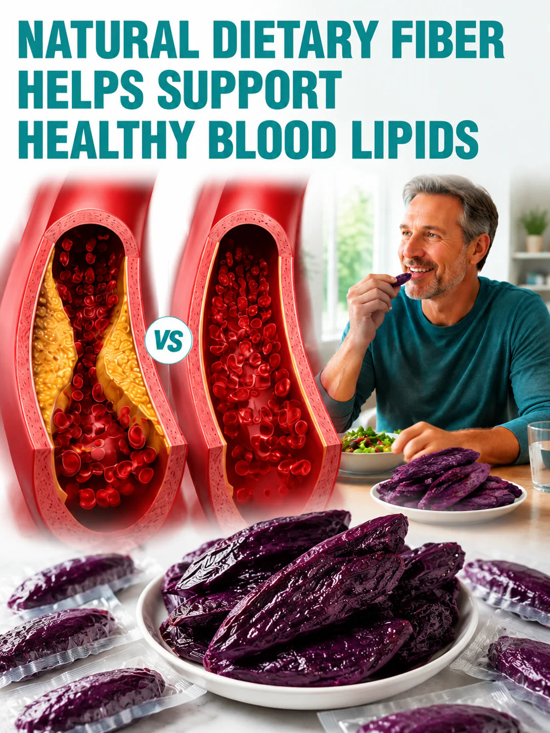 🍠 Farmhouse Dried Purple Sweet Potato Strips ✦ 0 Fat 🟢｜No Added Sugar 🚫｜Soft Chewy Texture 🤤｜Rich Dietary Fiber 🥗｜Supports Healthy Blood Lipids 🩸 & Cardiovascular Heart Health ❤️-ZYY