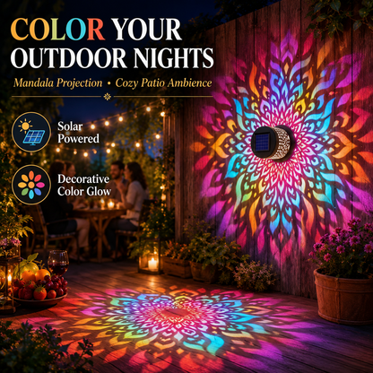 🌟 Solar Mandala Glow Wall Light ☀️ Solar Powered 💧 Waterproof IP65 🛠️ Durable Metal Build 🎨 Stunning Mandala Projection 🏡 Ideal for Garden Patio Backyard Fence Courtyard-WZH