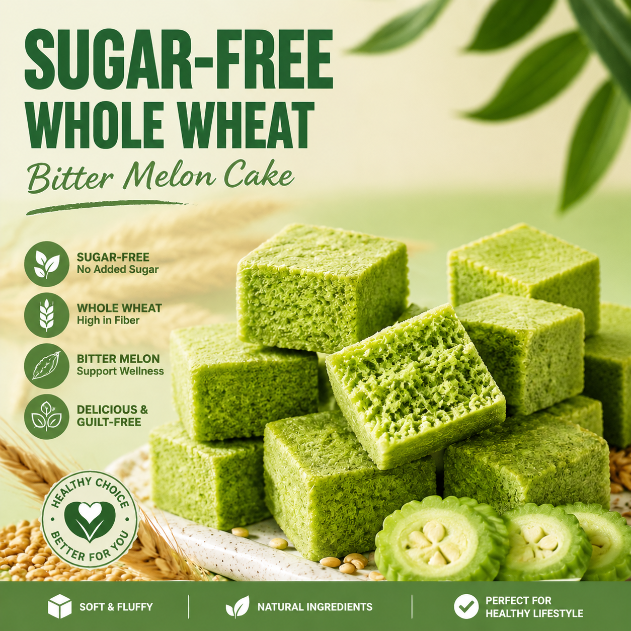 🥒✨ Whole Grain Bitter Gourd Immortal Leaf Cube | Natural Detox Snack, Balances Blood Glucose, Improves Gut Metabolism for Gentle Weight Management-DG1