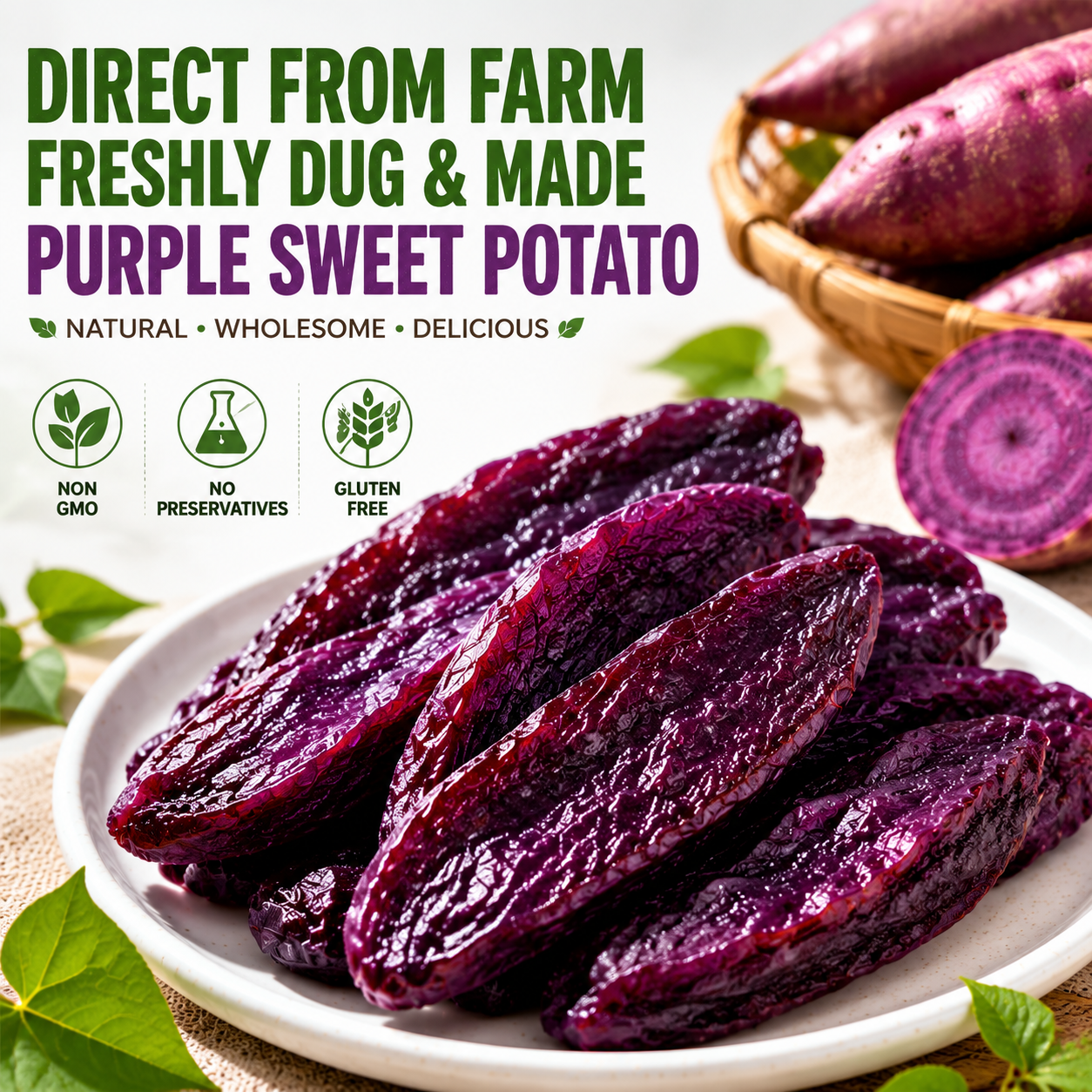 🍠 Farmhouse Dried Purple Sweet Potato Strips ✦ 0 Fat 🟢｜No Added Sugar 🚫｜Soft Chewy Texture 🤤｜Rich Dietary Fiber 🥗｜Supports Healthy Blood Lipids 🩸 & Cardiovascular Heart Health ❤️-ZYY