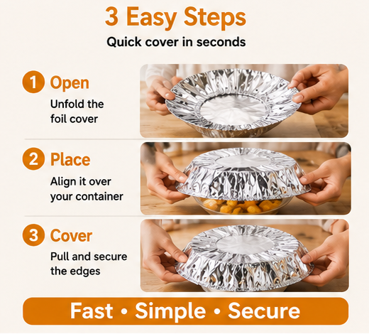 🏆Disposable Aluminum Foil Food Covers – ✨Heat Retaining Reusable Food Protection Covers for Plates, Bowls & Takeout Containers-DG1