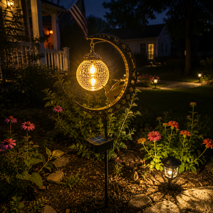 🌙✨ Solar Hummingbird Moon Garden Light 🐦☀️ – Magical Glass Globe Stake Lamp for Enchanting Nighttime Yard Decor 🌿🌌DG
