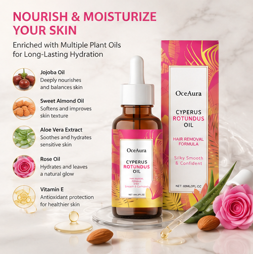 🌟OceAura Cyperus Rotundus Hair Removal Care Oil-🌿 Slow The Look Of Hair Regrowth • Soothe Post-Hair Removal Irritation • Hydrate & Nourish Skin For Lasting Smoothness-DG1