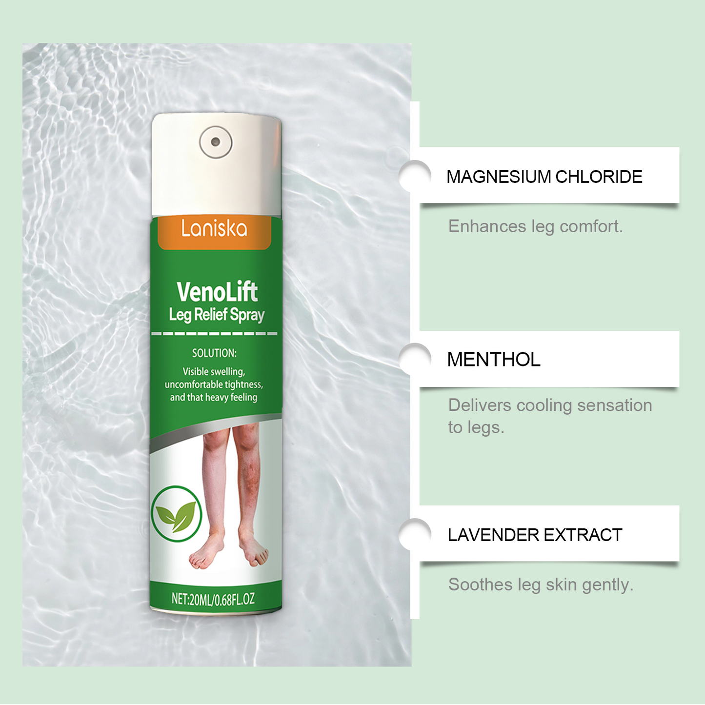 🌿 VenoLift Leg Relief Spray – Cooling Leg Care Mist for Tired, Heavy Legs, Visible Vein Appearance, Swelling Feeling & Daily Comfort, 20ml-WZH