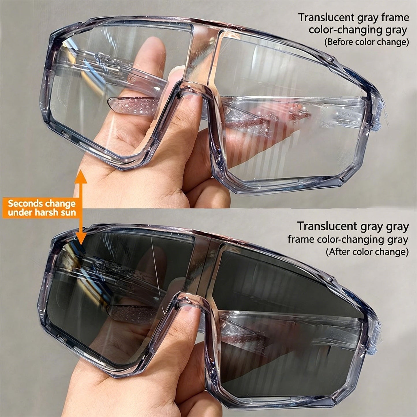 🌞🌙 Day Night Dual Use Cycling Glasses, Photochromic Light Transition Lens, Windproof UV Protection Outdoor Sports Riding Sunglasses-ZYY