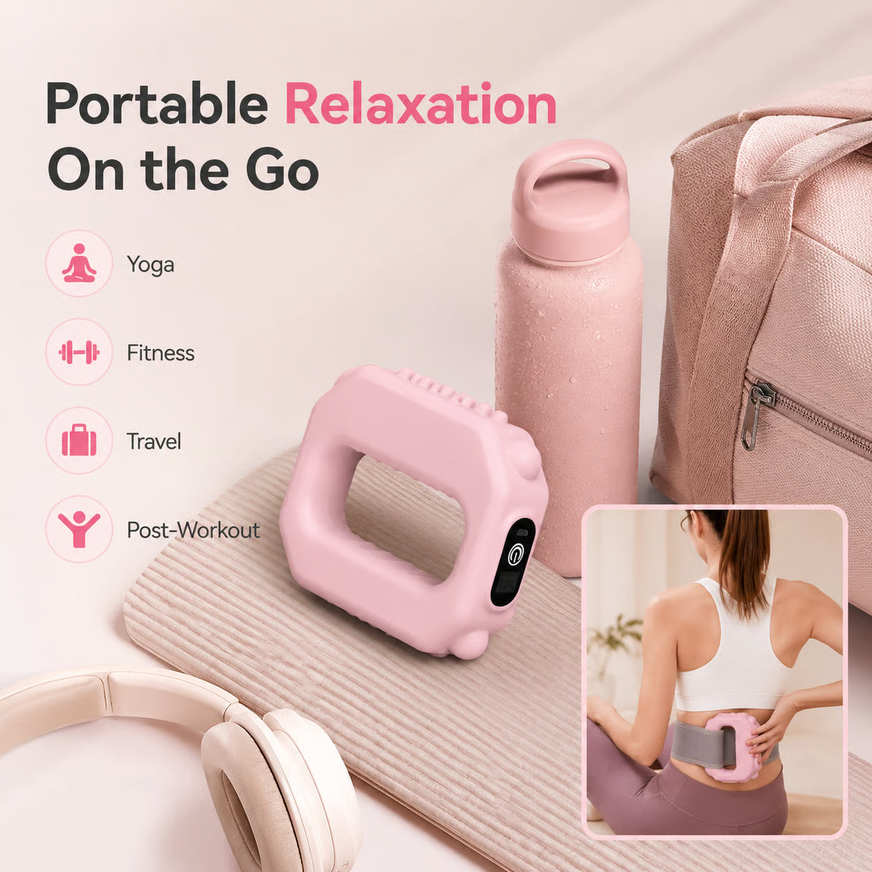 💪 Rechargeable Mini Vibration Massage Ring 💆 | 6 Adjustable Speeds ⚙️ | Cordless Deep Tissue Massager | Portable Muscle Relaxer 🧘 for Yoga, Fitness, Neck & Shoulder Relief-ZYY