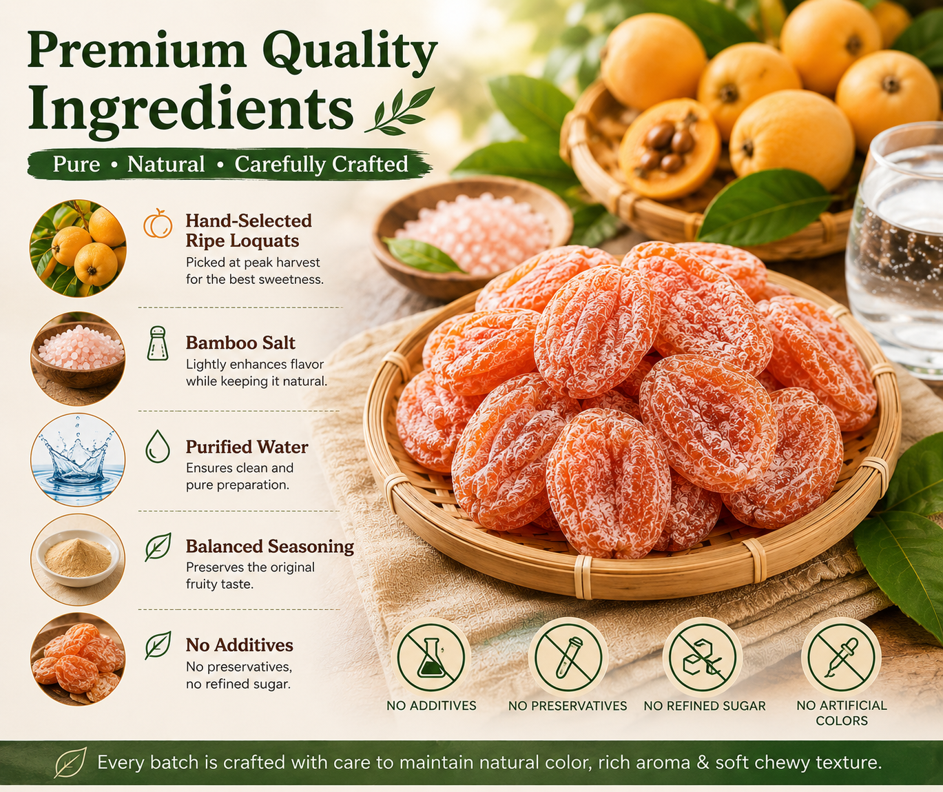 🌿✨ Bamboo Salt Dried Loquats – Naturally Sweet & Soothing 🌡️🩸 Supports Blood Sugar & Comforts the Throat 🍊💧-DG1