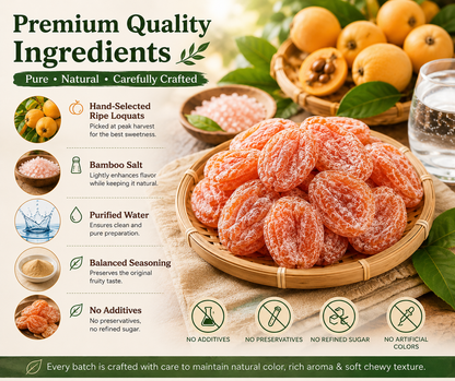 🌿✨ Bamboo Salt Dried Loquats – Naturally Sweet & Soothing 🌡️🩸 Supports Blood Sugar & Comforts the Throat 🍊💧-DG1