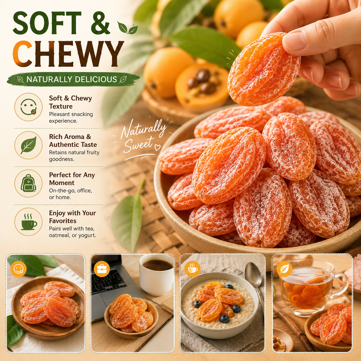 🌿✨ Bamboo Salt Dried Loquats – Naturally Sweet & Soothing 🌡️🩸 Supports Blood Sugar & Comforts the Throat 🍊💧-DG1