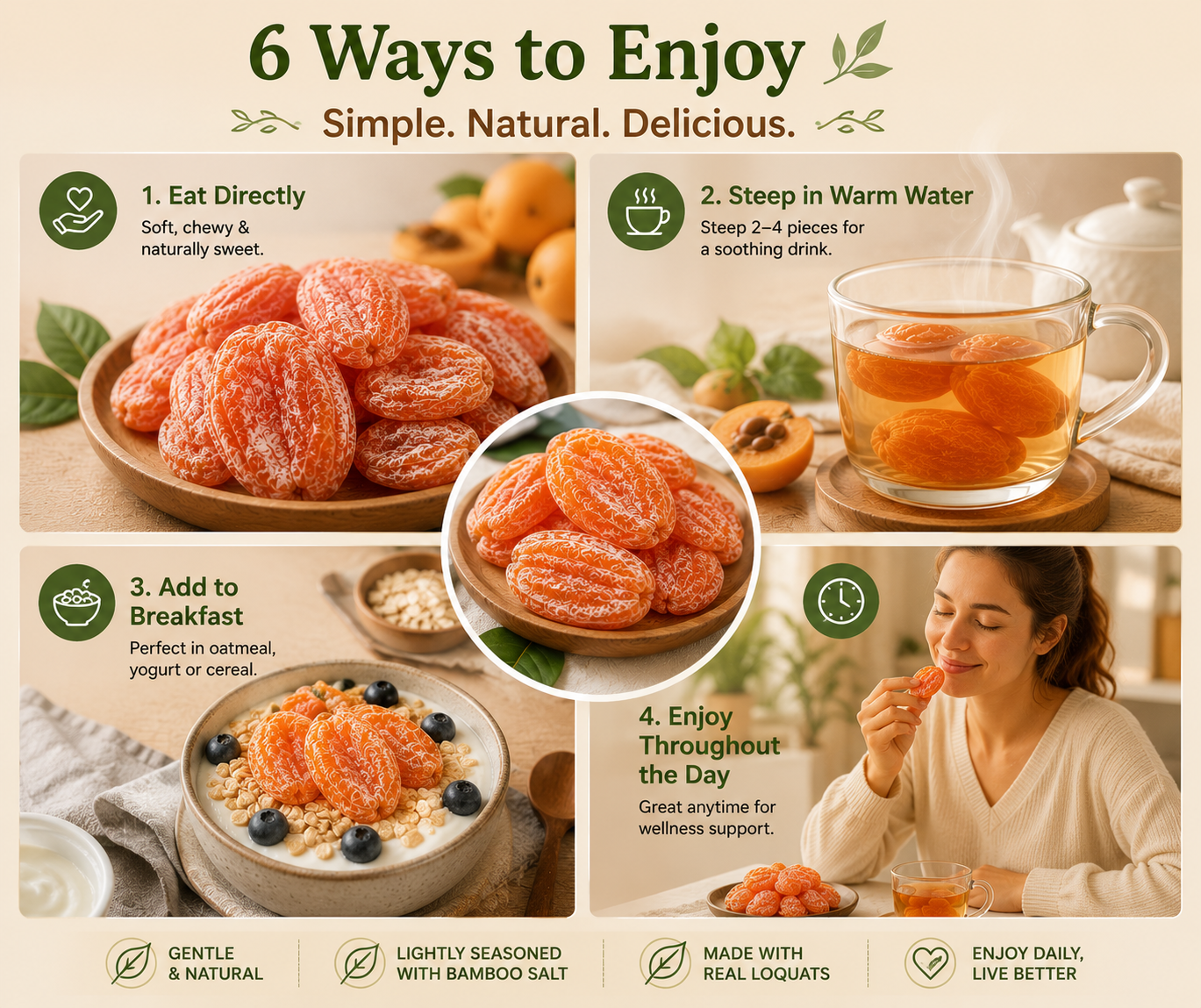 🌿✨ Bamboo Salt Dried Loquats – Naturally Sweet & Soothing 🌡️🩸 Supports Blood Sugar & Comforts the Throat 🍊💧-DG1