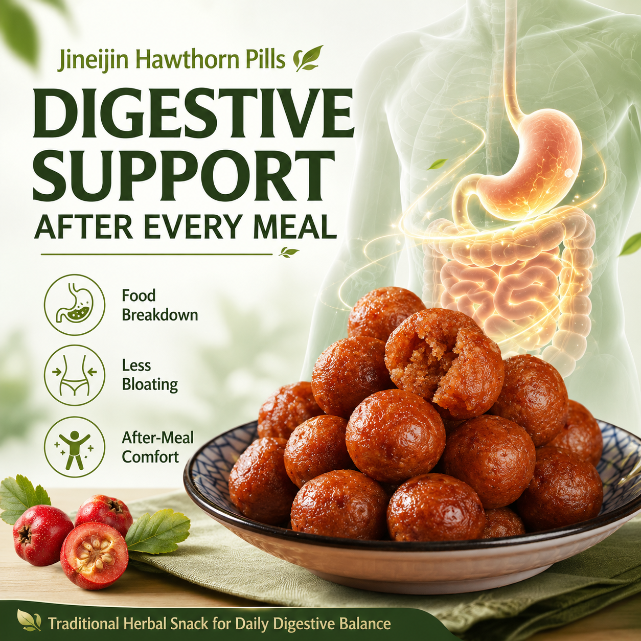Jineijin Hawthorn Pills - Traditional Herbal Digestive Snack for Bloating, Fullness & Heavy Meals| Results in Just 5 Days-WZH