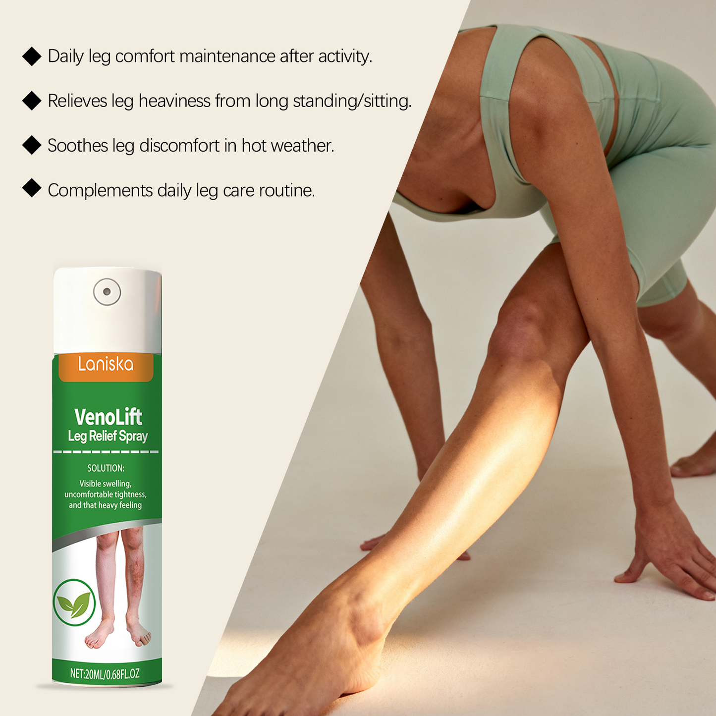 🌿 VenoLift Leg Relief Spray – Cooling Leg Care Mist for Tired, Heavy Legs, Visible Vein Appearance, Swelling Feeling & Daily Comfort, 20ml-WZH