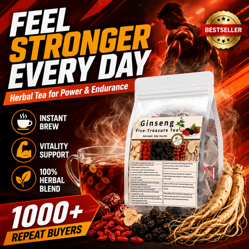 🔥🫖 Ginseng Five Treasure Kidney Tea 💪 | Men's Energy, Stamina & Kidney Support Formula ⚡🌿 | 20 Tea Bags - DG