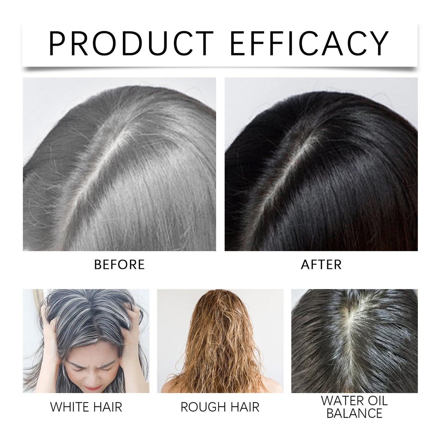 🖤 EELHOE Black Hair Shampoo – 100% Black Hair Look at Home – Gray Coverage & Herbal Hair Care-WZH