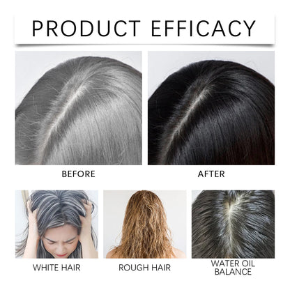🖤 EELHOE Black Hair Shampoo – 100% Black Hair Look at Home – Gray Coverage & Herbal Hair Care-WZH