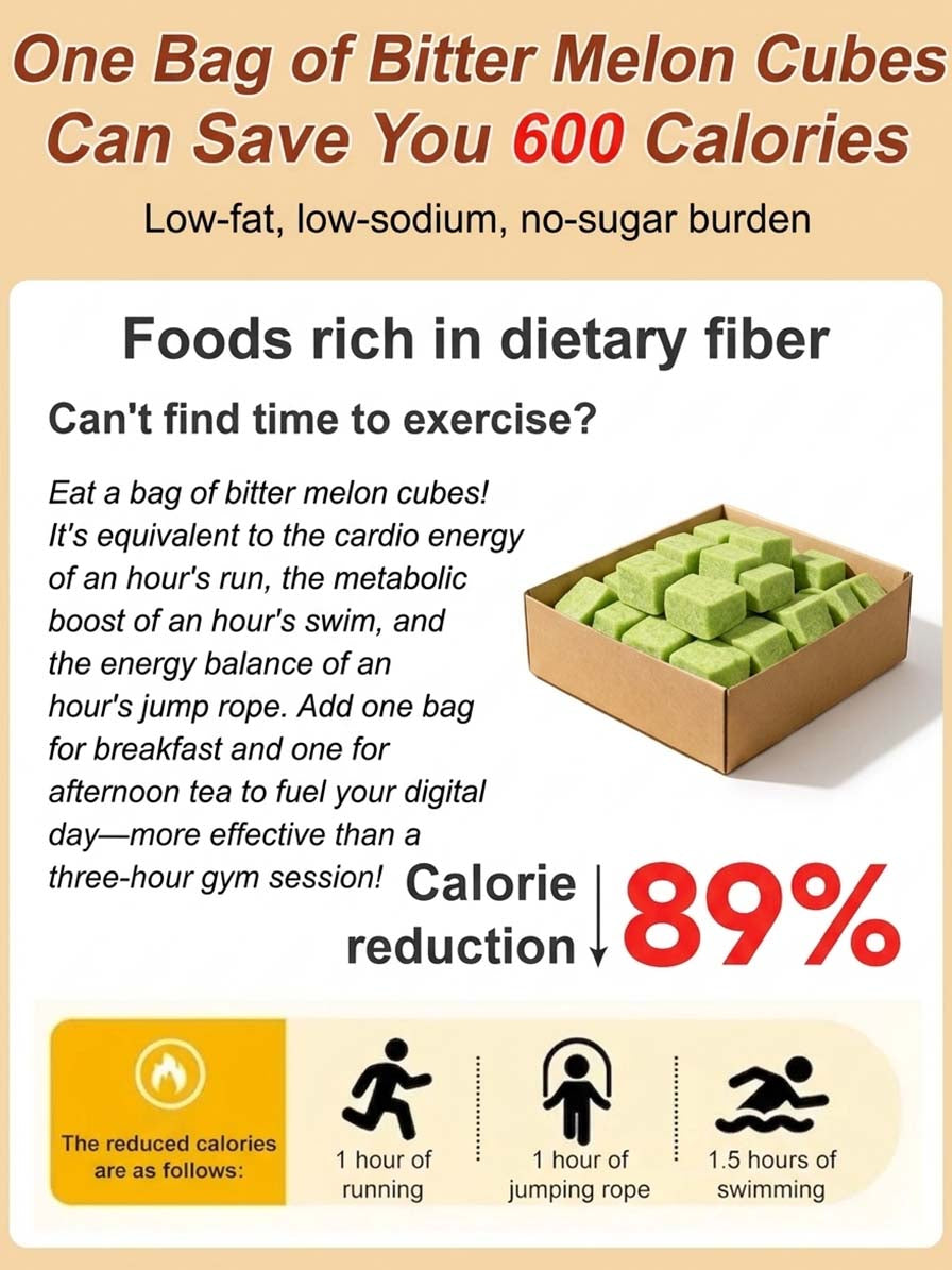 🥒✨ Whole Grain Bitter Gourd Immortal Leaf Cube | Natural Detox Snack, Balances Blood Glucose, Improves Gut Metabolism for Gentle Weight Management-DG1