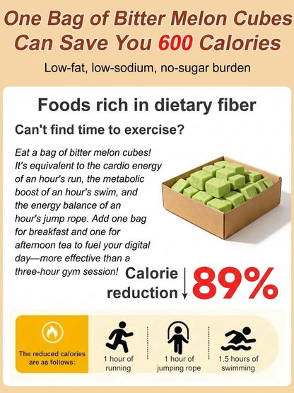 🥒✨ Whole Grain Bitter Gourd Immortal Leaf Cube | Natural Detox Snack, Balances Blood Glucose, Improves Gut Metabolism for Gentle Weight Management-DG1