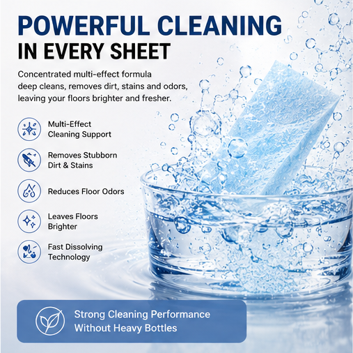 🧼【Multi-Effect Floor Cleaner Sheets】✨ Dissolvable Deep-Clean Floor Cleaning Pads 🌿 Deodorizing & Floor Care Formula for Families, Pet Homes, Hardwood, Tile & Daily Household Cleaning-DG1
