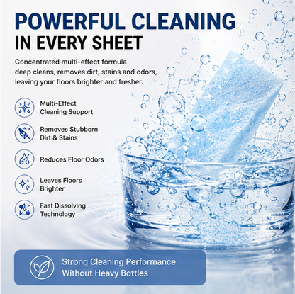 🧼【Multi-Effect Floor Cleaner Sheets】✨ Dissolvable Deep-Clean Floor Cleaning Pads 🌿 Deodorizing & Floor Care Formula for Families, Pet Homes, Hardwood, Tile & Daily Household Cleaning-DG1