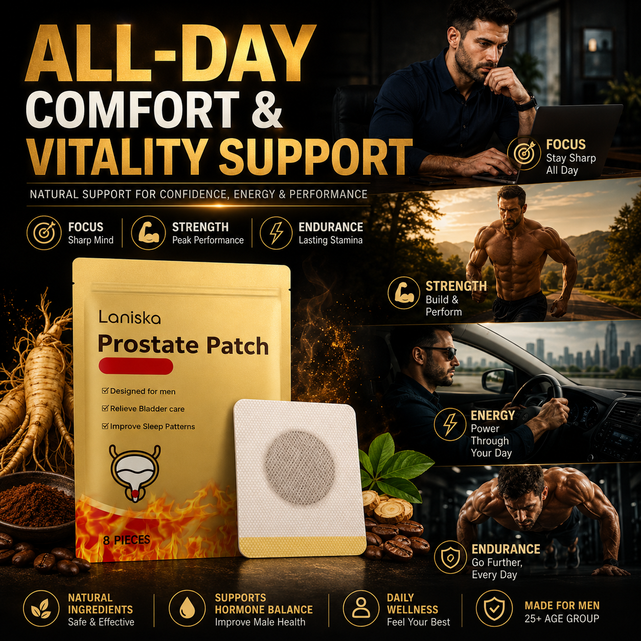 💪Men Gentle Prostate Vitality Care Patches🌿Comfort Soothing Massage Navel Stickers, Natural Male Body Skin Wellness Support Patch Ideal Gift for Men-ZYY