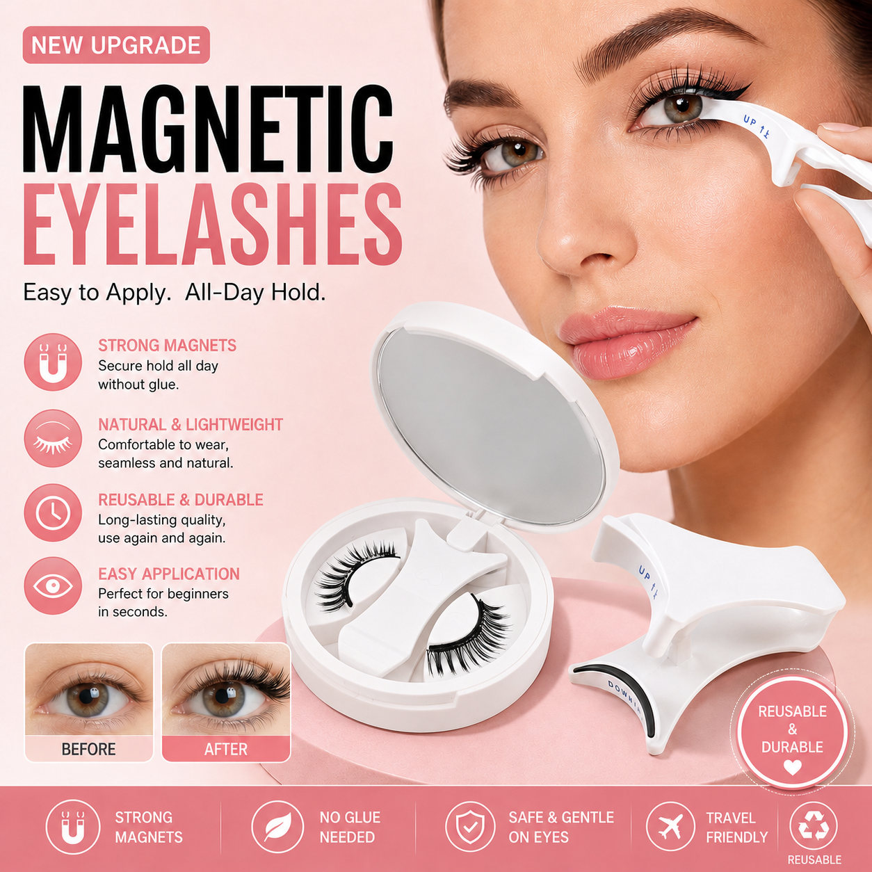 🔥✨ Hot Sale! ✨🔥 Magnetic Eyelashes – No Glue, No Mess, Effortless Glam Every Day 👁️💖💄 Travel-Friendly & Reusable Beauty Must-Have! 🌸💫-ZZ