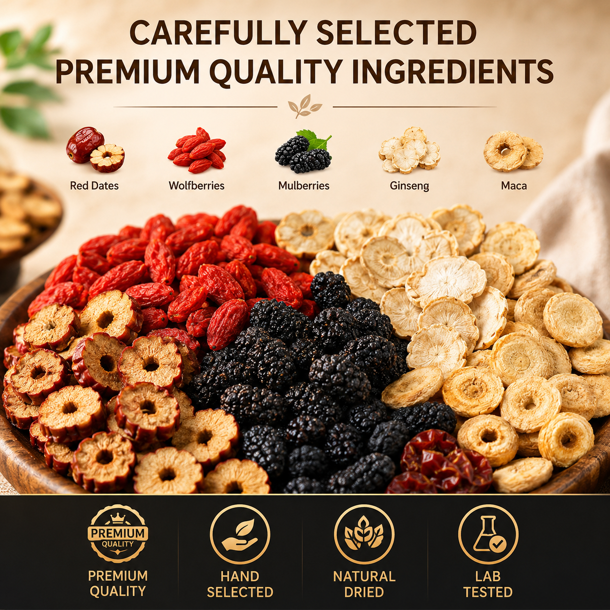 🌿✨ Premium Ginseng Five Treasure Herbal Tea 🍵💪 Restore Energy, Support Kidney Health & Enhance Stamina 🌟💚 🌸 Red Dates, Goji Berries & Mulberry Blend | 🍃 Men's Nourishing Formula | 💧 Daily Vitality Support 🏋️‍♂️🍵-ZYY