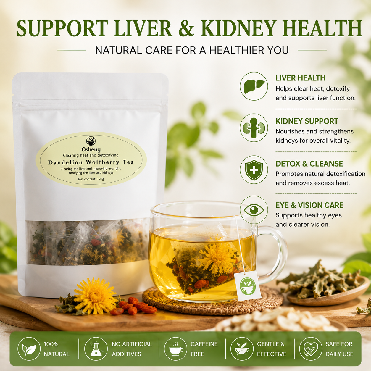 🌿✨ Premium Dandelion & Goji Berry Herbal Tea 🍵💛 Boost Vitality, Detox Naturally & Support Daily Wellness 🌟💧 🌸 Immune Support | 🍃 Antioxidant Rich | 💪 Energizing Daily Ritual for Men & Women 🏃‍♂️🌿-ZZ