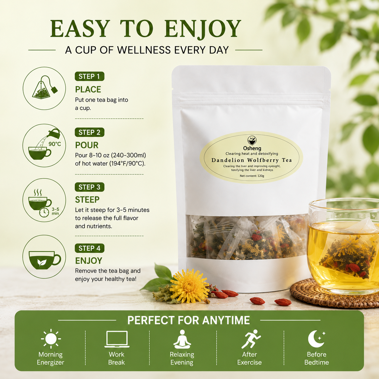 🌿✨ Premium Dandelion & Goji Berry Herbal Tea 🍵💛 Boost Vitality, Detox Naturally & Support Daily Wellness 🌟💧 🌸 Immune Support | 🍃 Antioxidant Rich | 💪 Energizing Daily Ritual for Men & Women 🏃‍♂️🌿-ZZ