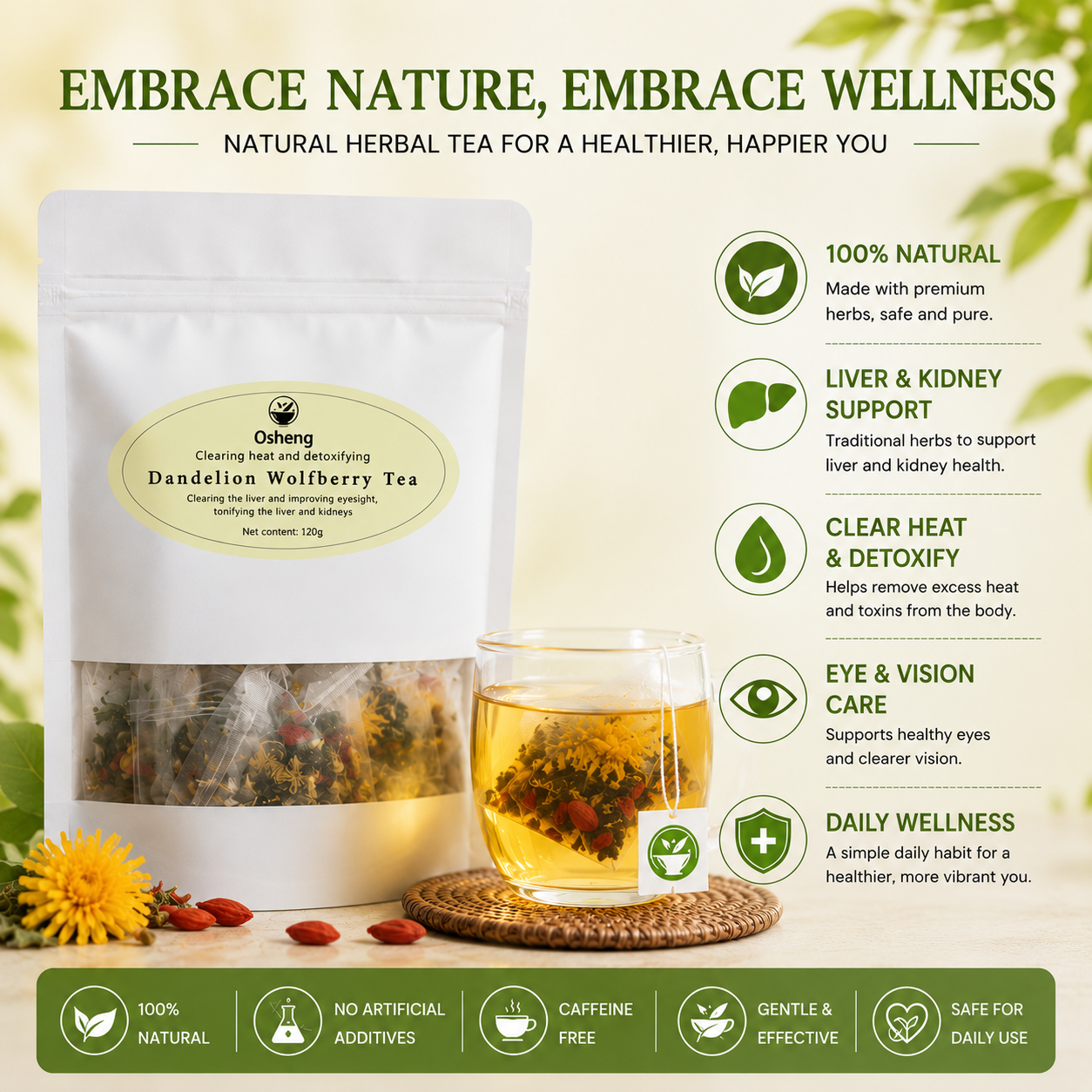 🌿✨ Premium Dandelion & Goji Berry Herbal Tea 🍵💛 Boost Vitality, Detox Naturally & Support Daily Wellness 🌟💧 🌸 Immune Support | 🍃 Antioxidant Rich | 💪 Energizing Daily Ritual for Men & Women 🏃‍♂️🌿-ZZ