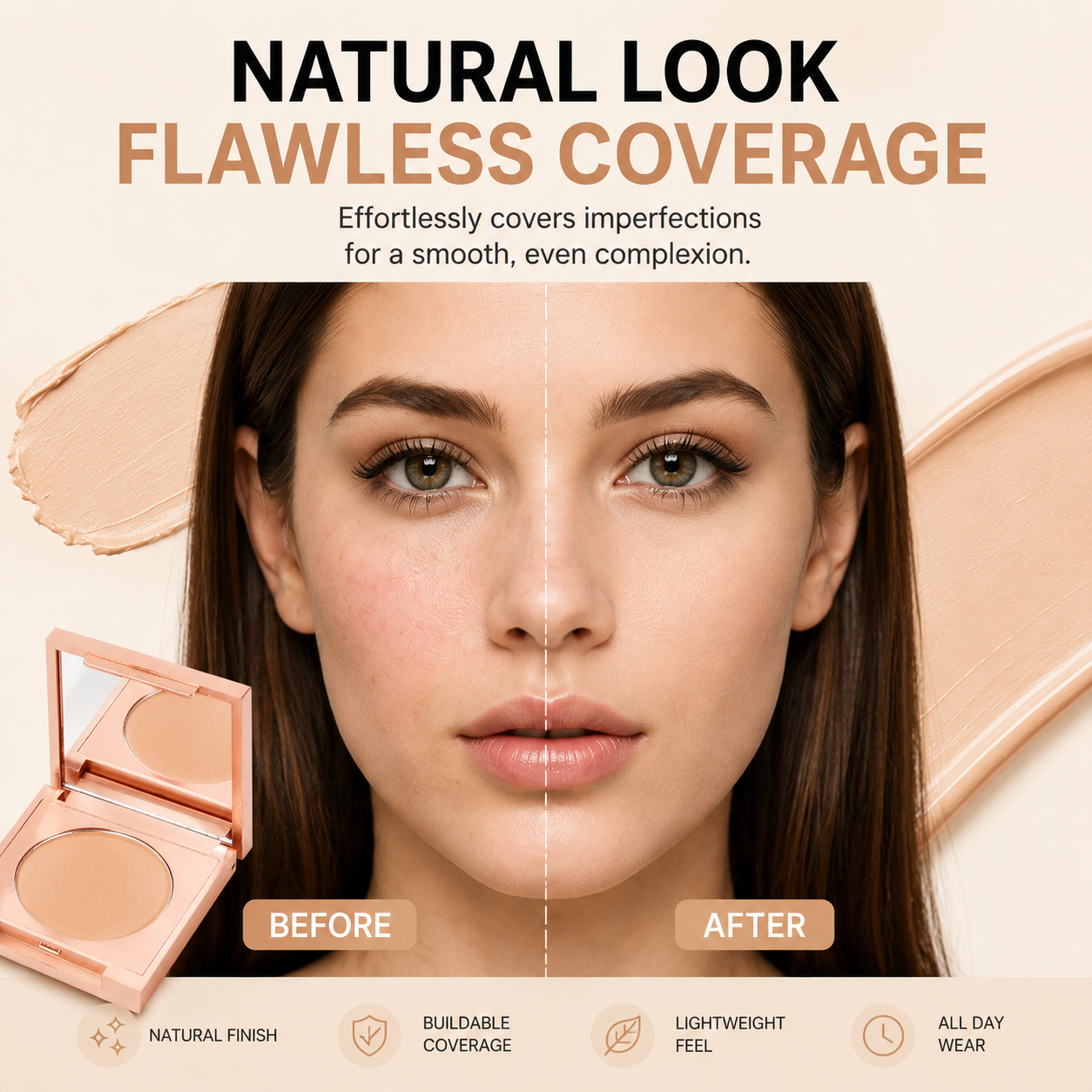 ✨ Long-Lasting Waterproof Concealer 🎨 High Coverage Cream to Hide Dark Circles, Acne Scars, Freckles & Redness | Natural, Skin-Like Finish, Suitable for All Skin Types + FREE Makeup Brush Included! 🧴-ZYY