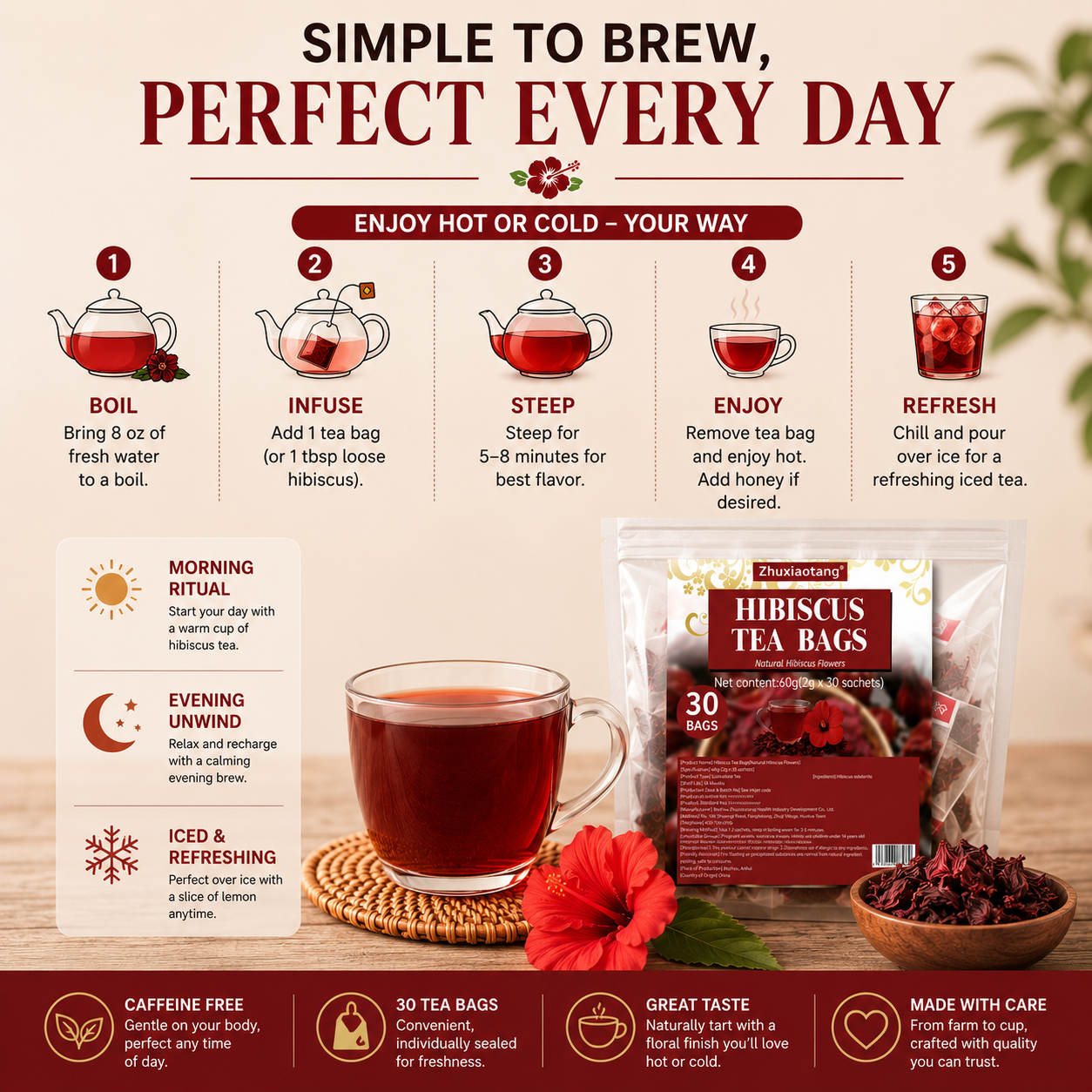 🌺✨ Premium Hibiscus Sabdariffa Herbal Tea 🍵❤️ – Boost Blood Health & Promote Circulation Naturally 🌿💖 🌸 Supports Heart & Vessel Wellness | 💧 Energizing Daily Ritual for Men & Women 🏃‍♀️💪-ZZ
