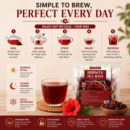 🌺✨ Premium Hibiscus Sabdariffa Herbal Tea 🍵❤️ – Boost Blood Health & Promote Circulation Naturally 🌿💖 🌸 Supports Heart & Vessel Wellness | 💧 Energizing Daily Ritual for Men & Women 🏃‍♀️💪-ZZ