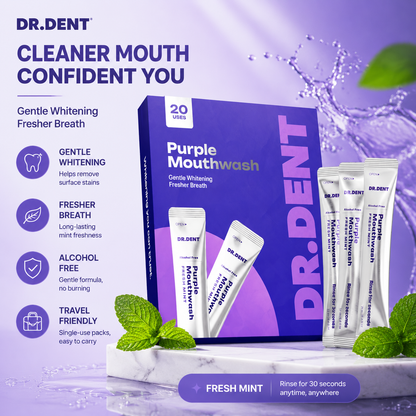 🌟 Purple Mouthwash – Gentle Whitening & Fresh Breath Anytime 💜🦷 Minty, Alcohol-Free, Travel-Friendly Stick Packs ✨-DG1