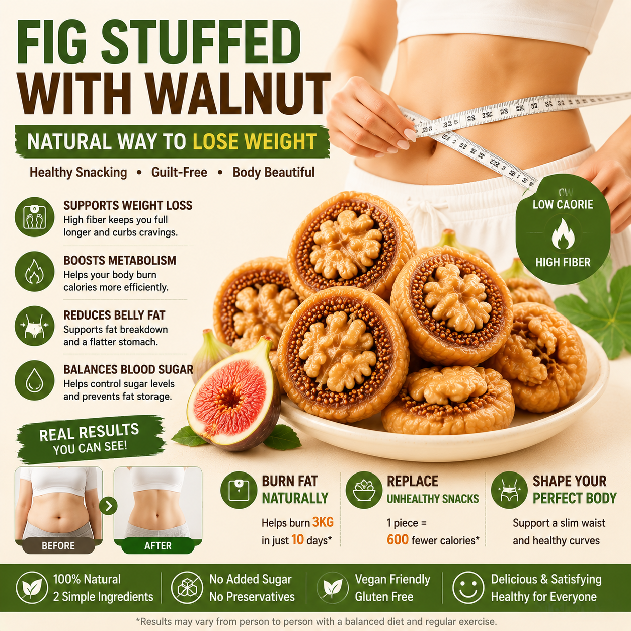🌿🍯 Fig Stuffed with Walnut – Metabolism & Weight Management Support Superfood Snack 🌰✨-DG1