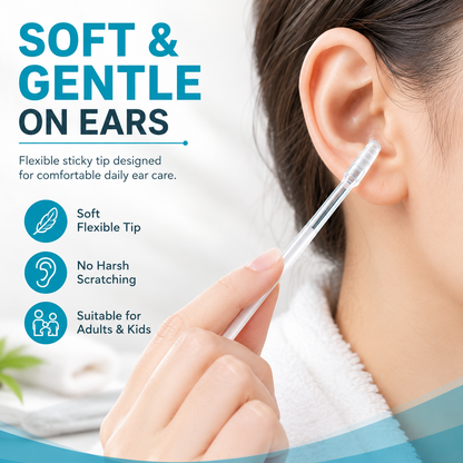 👂Sticky Ear Wax Removal Sticks | ✅Washable & Reusable Ear Cleaners | Soft Gentle Tips, No Hurt Ears | Safe Earwax Remover Tool for Adults & Kids, Household Daily Ear Care Kit-ZYY