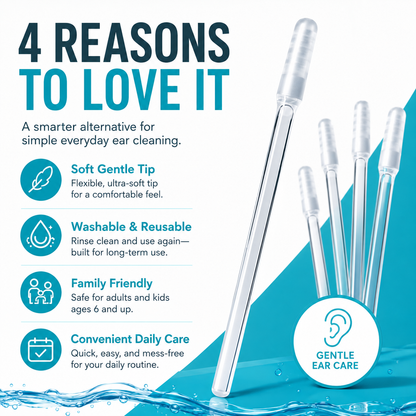 👂Sticky Ear Wax Removal Sticks | ✅Washable & Reusable Ear Cleaners | Soft Gentle Tips, No Hurt Ears | Safe Earwax Remover Tool for Adults & Kids, Household Daily Ear Care Kit-ZYY