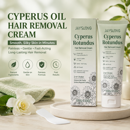 🌿✨ Cyperus Oil Hair Removal Cream – Smooth & Silky Skin in Minutes🍃 Painless, Gentle, and Effective Hair Removal-ZZ