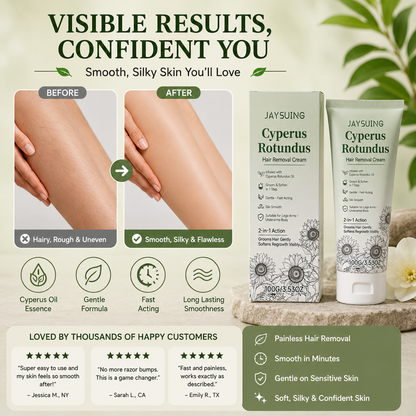 🌿✨ Cyperus Oil Hair Removal Cream – Smooth & Silky Skin in Minutes🍃 Painless, Gentle, and Effective Hair Removal-ZZ