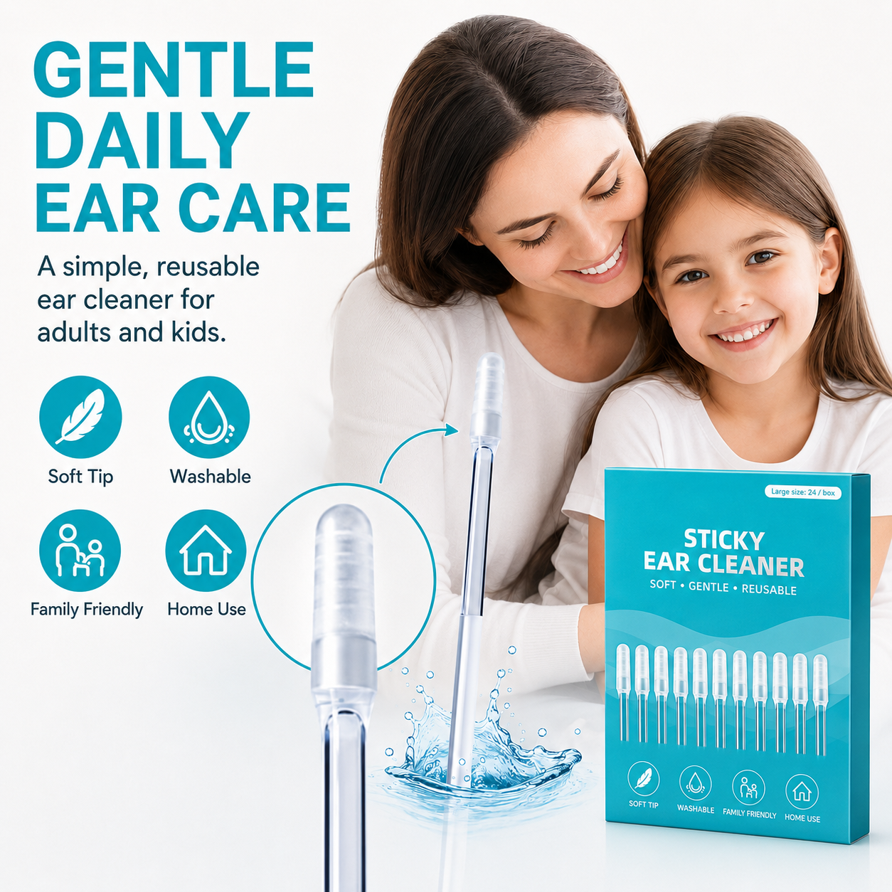 👂Sticky Ear Wax Removal Sticks | ✅Washable & Reusable Ear Cleaners | Soft Gentle Tips, No Hurt Ears | Safe Earwax Remover Tool for Adults & Kids, Household Daily Ear Care Kit-ZYY