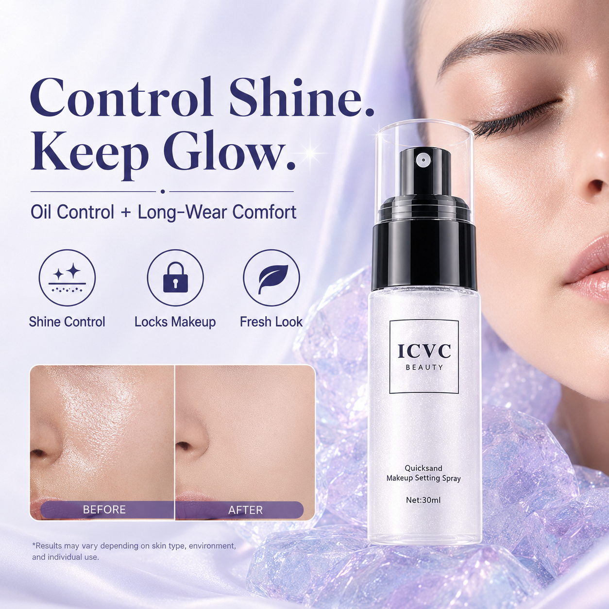 💫✨ Makeup Setting Spray 🌬️💖 Long-Lasting Lock + Oil Control + Hydrating Care 💦🌸 💎 Waterproof Formula | 🌿 Moisturizing & Nourishing | ✨ Brighten Skin Tone & Glowing Finish 😍-DG1