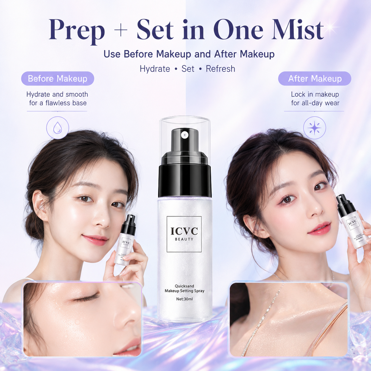 💫✨ Makeup Setting Spray 🌬️💖 Long-Lasting Lock + Oil Control + Hydrating Care 💦🌸 💎 Waterproof Formula | 🌿 Moisturizing & Nourishing | ✨ Brighten Skin Tone & Glowing Finish 😍-DG1